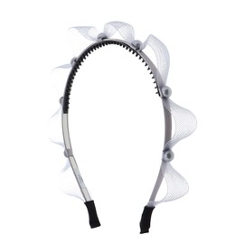 Thin Headband Horsehair with Pearls for Girls - Grey