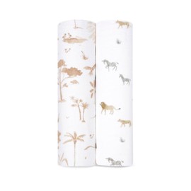 aden + anais™ Large Swaddles 2 Pack Organic Cotton Muslin Safari Dream