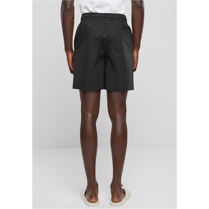 Urban Classics Men's Basic Seersucker Shorts, Black, L