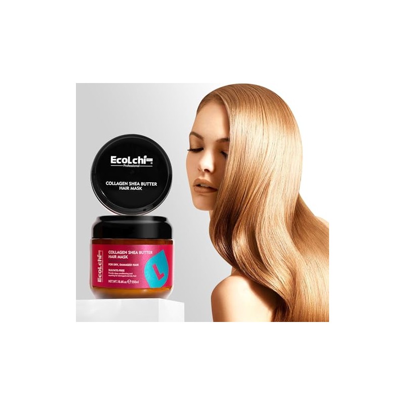 Mascarilla de colágeno de manteca de karité para el cabello,