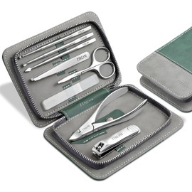 Stainless Steel Manicure and Pedicure Kit with Leather Case
