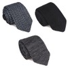 Dizegn Men's Knitted Ties, Set of 3, Striped, Plain, Dots,
