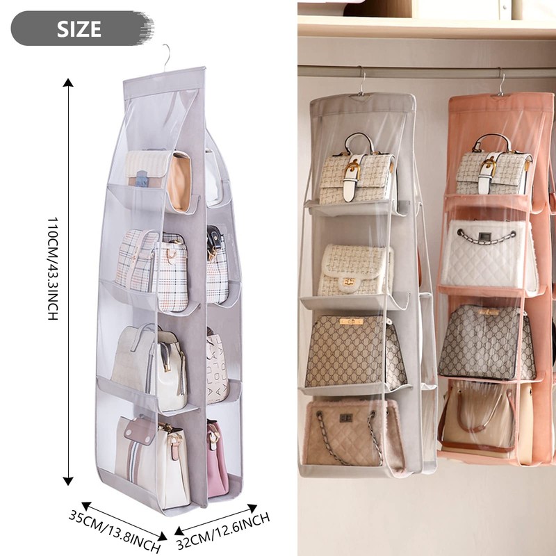 Sagreeny 2 Pack Hanging Purse Organizer, Thickened Oxford Cloth+PVC, 8