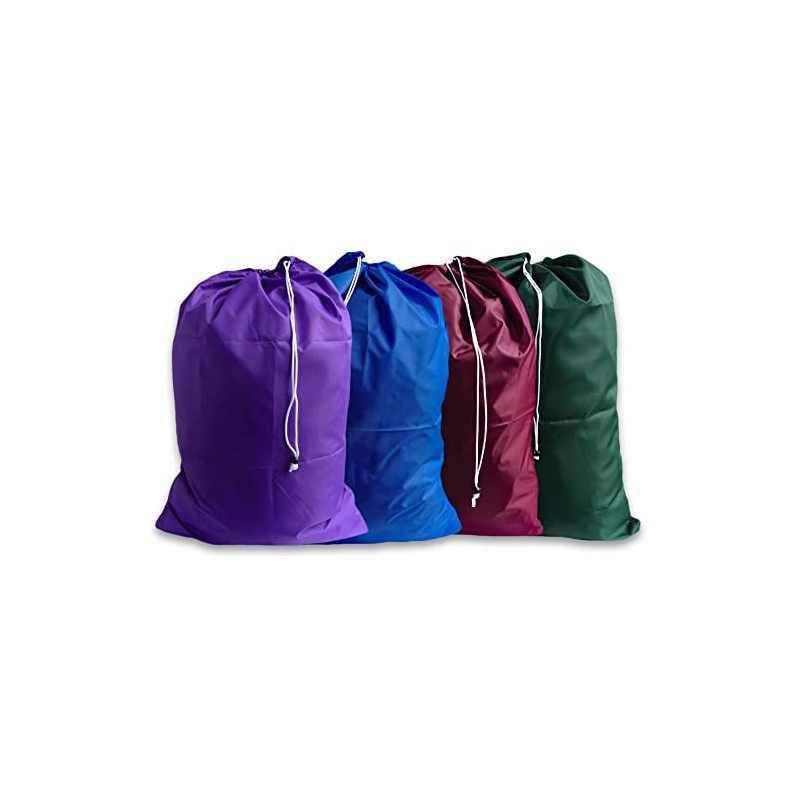 Small Heavy Duty Nylon Drawstring Laundry Bags in Assorted Colors,