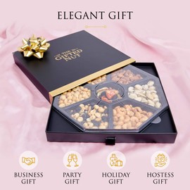 Gifted Nut Holiday Gift Tray - Assorted Fresh Gourmet Dry Fruits and Nuts Gift Box - Elegant Drawer Design for Corporate Gifts, Christmas Gifts - Mixed Nuts Sectional Tray - Condolence Care Package