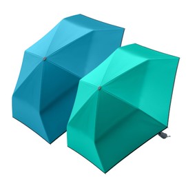 Jones New York Elegante y moderno paraguas plegable, portátil, resistente a la intemperie y espacioso, equipo de estilo profesional, juego de 2 unidades (verde azulado/azul marino)