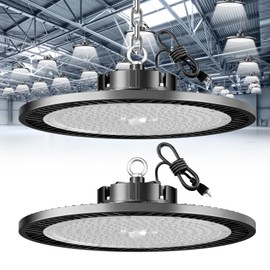 ELEKICO High Bay Led Shop Light, Upgrade Super Bright 2 Pack 250w UFO Led High Bay Light, 35000lm 5000k Commercial Lighting Garage Lights for Factory Workshop Warehouse Garage Barn