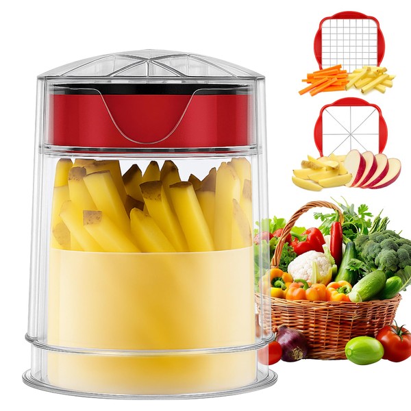 GOHHME Chip Cutter, Stainless Steel Potato Chipper Fast Cutting with