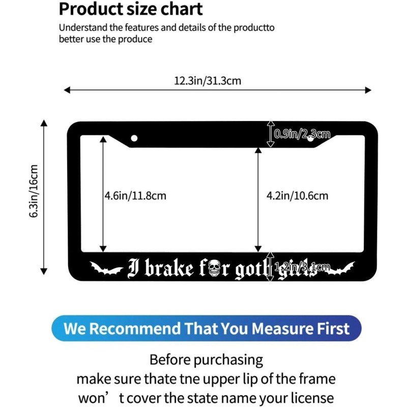 BLVD I Brake for Goth Girls License Plate Frame Including