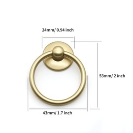 Asamuyu 12 Pieces Drawer Pull Ring Knobs Metal Ring Pull Handle Knobs Used for Cabinet Drawer Cupboard Dresser Door (Gold)