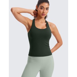 CRZ YOGA Butterluxe Racerback Workout Tank Tops for Women Tight Sleeveless Camisole Gym Athletic Yoga Shirts Legend Green Small