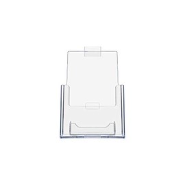 Slatwall 5.5” Wide Brochure Holder with Attached 3.5" x 2" Business Card Pocket Clear Acrylic Booklet Bi Fold Half Fold Advertisement Dispenser by Marketing Holders