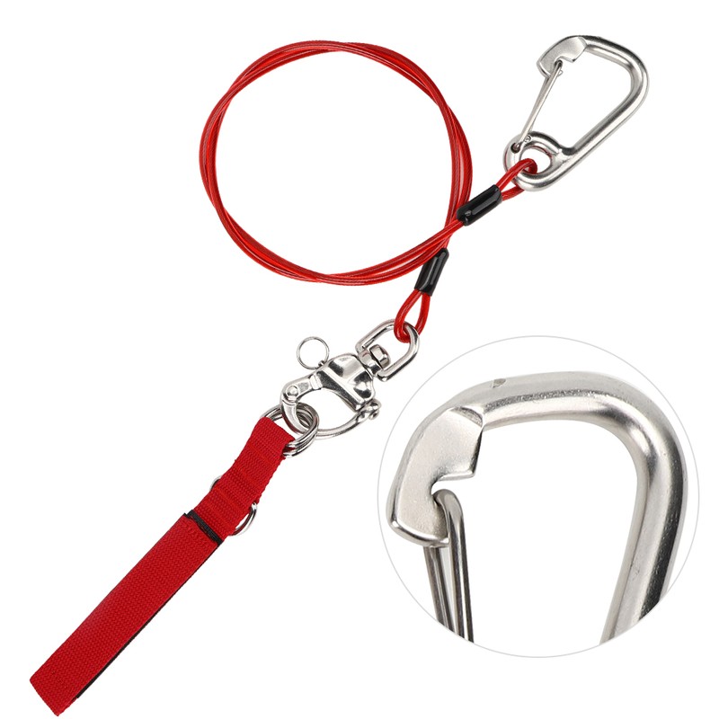Freediving Lanyard 316 Pro Stainless Steel Safety Rope with Wristband