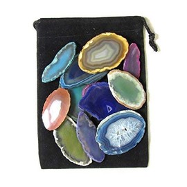 Zentron Crystal Collection: Set of 12 Polished Agate Slices with Velvet Bag