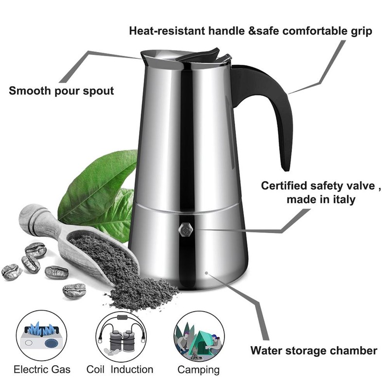 Eagle Beak Design Moka Pot Portable Stainless Steel Coffee Pot