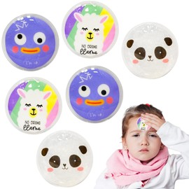 Pack of 6 Cooling Pads Children, 2 in 1 Eye Mask Cooling, Ice Pack Gel, Reusable Cooling Pack for Cold and Warm Compresses