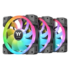 Thermaltake SWAFAN EX 14 RGB PC Cooling Fan, 3 Pack, 500~2000 RPM, Magnetic Connection, Reversable Blades, Controller Included, CL-F144-PL14SW-A, 140mm, Black