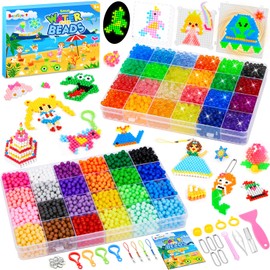 Water Beads Refill Set, Glow in the Dark Water Beads for Children, Non-Toxic, 48 Colours, 6400 Magic Water Beads Refill Set, Craft Beads, Craft Accessories for Beginners, DIY Toys