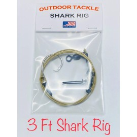 Outdoor Tackle 3Ft Castable Shark Fishing Rig 480lb. (Tan Wire) Circle Hook - 16/0