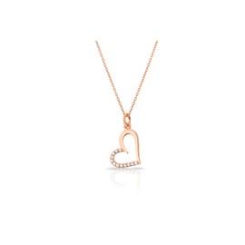 ECO-STAY Jewelery Necklace 925 Silver Rose Gold Plated Heart Pendant with 12 Small Zirconia Stones Gift Idea Women's Birthday Wedding Valentine's Day Engagement Girls Zirconia, Cubic Zirconia