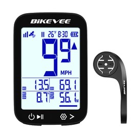 Bikevee GPS Wireless Bicycle Speedometer Cycle Computer Auto Start Stop Auto Backlight Waterproof Odometer MPH KM/H 2.4" FSTN Stage Display with Outfront Extension Mount