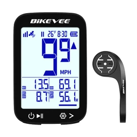 Bikevee GPS Wireless Bicycle Speedometer Cycle Computer Auto Start Stop Auto Backlight Waterproof Odometer MPH KM/H 2.4" FSTN Stage Display with Outfront Extension Mount