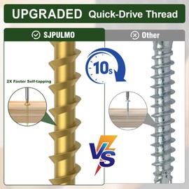 SJPULMO Pocket Hole Screws 1-1/4 Inch, 160Pcs Exterior Pocket Screws #8 X 1-1/4", Asymmetric Quick-Drive Thread Wood Screws for Woodworking DIY Projects Pocket Joinery Drive Bit Included(Gold)