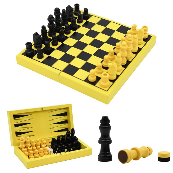 TUNJILOOL Chess Game, 3-in-1 Chess Board Wooden High Quality Chess