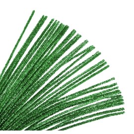 Holiday Christmas Tinsel Stems Pipe Cleaners - 45 Pc (12" Length) (Green)