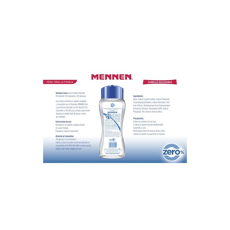 Mennen Shampoo Cabello Saludable Zero Ideal para Toda la Familia