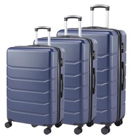 TREATLIFE HOME Compact and Expandable Suitcase Set with Rotating Wheels and TSA Lock, Blue, 20"-28" 3-Pack
