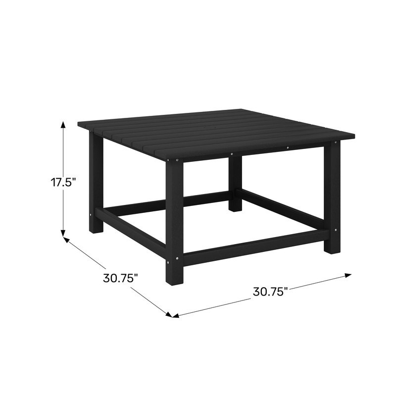 WestinTrends Malibu Low Outdoor HDPE Square Patio Coffee Table, Dark