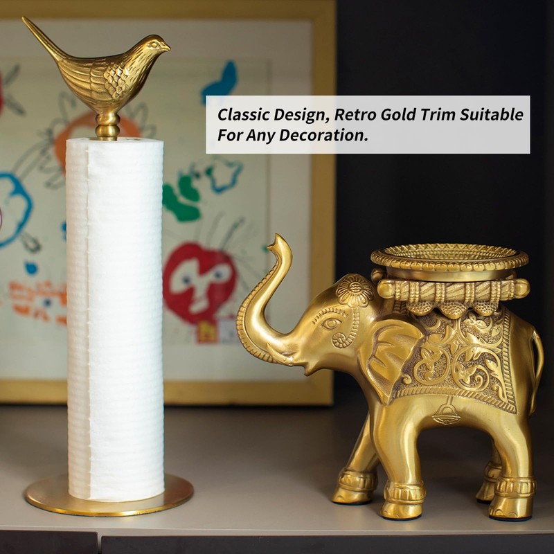 Luxurious Gold Paper Towel Holder Countertop，Brass Paper Towel Holder for