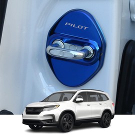 Kakash Custom Interior Accessories for Honda Pilot 2016-2019 2020 2021 2022 2023 2024 Stainless Steel Car Door Lock Latches Cover,Car Door Lock Protector Car Door Latch Cover Striker 4Pcs/Set(Blue)