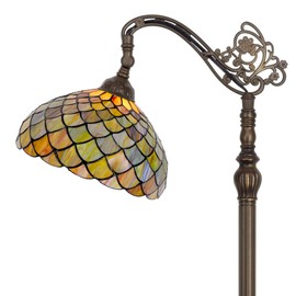 AVIVADIRECT Tiffany Floor Lamp Stained Glass Fish Scales Style Arched Reading Light Gooseneck Adjustable Corner Standing Lamp 12X16X66 Inch for Bedroom Living Room Home Office