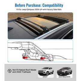 SNIXWOO Fits 2018-2025 Jeep Compass, Upgrade 265 LBS Lockable Roof Racks Cross Bars, Heavy Duty All Aluminum Rooftop Accessories