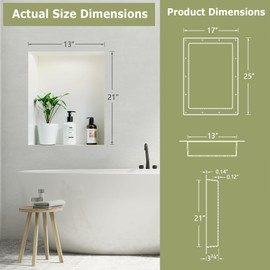 Suteck Shower Niche, 17" x 25" x 3.8" Shower Single Shelf, Rectangle Ready to Tile Niche for Bathroom Storage Recessed Niches Box (17"x25")