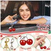 Wincredulous 2pcs Cherry Charms Keyrings,Red Cherry Charms+ Green Silver Leaf