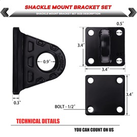 AMBULL 2 Pack D-Ring Shackles Mount Bracket with Backer Plate, D Ring Shackle Bracket, 5 TON Bolt On Clevis Mount Bumper Shackle Bracket, for Truck, Tractors, ATV, UTV, Pickup Trucks, Black
