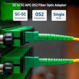 Cable Matters 6-Pack, 10Gbps SC to SC APC Simplex OS2 Single Mode Fiber Optic Adapter (OS2 SC/APC Fiber Coupler, SC/APC Fiber Adapter) Compatible with Verizon Fios and AT&T Fiber ONT Replacement Cable
