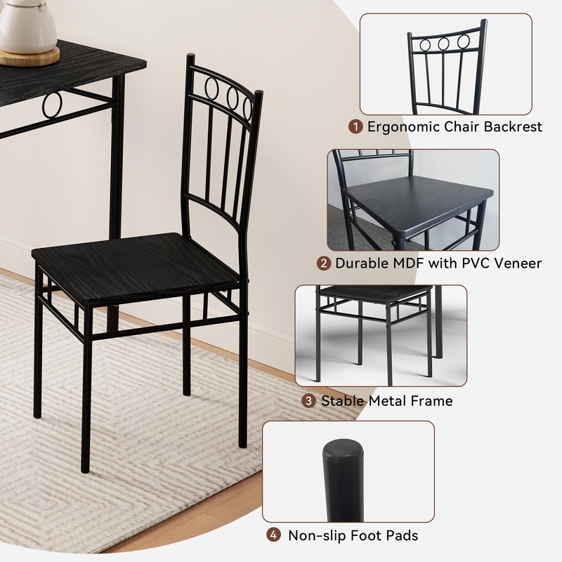 Vipbear Kitchen Dining Table Set for 4, 5-Piece Kitchen Table