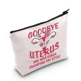 PLITI Hysterectomy Gift Hysterectomy Recovery Gift Goodbye Uterus She was Kinda Cramping My Style Uterus Makeup Bag for Women (Goodbye Uterus BagCA)