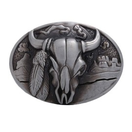Belt Buckle, Vintage Celtic Knot Belt Buckle for Men Simple Cowboy Belt Buckle, Western Cowboy Golden Tone Heavy Bull Head Belt Buckle ,Metal Steer Skull Cow Bull Head Horns Silver Belt Buckle.