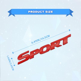 3D Sport Sticker Badge - Metal Styling Personalise Sport Emblem - Side Fender Rear Trunk Car Accessories Decoration Accessories (Red)