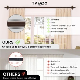 TVWOO Bronze Wrap Around Curtain Rods 2 Pack:Small Blackout Adjustable Window Curtain Rod for Bedroom Kitchen Apartment Renter Friendly,Room Darkening Curved Drapery Rods Easy Install,Brown 28-48 Inch