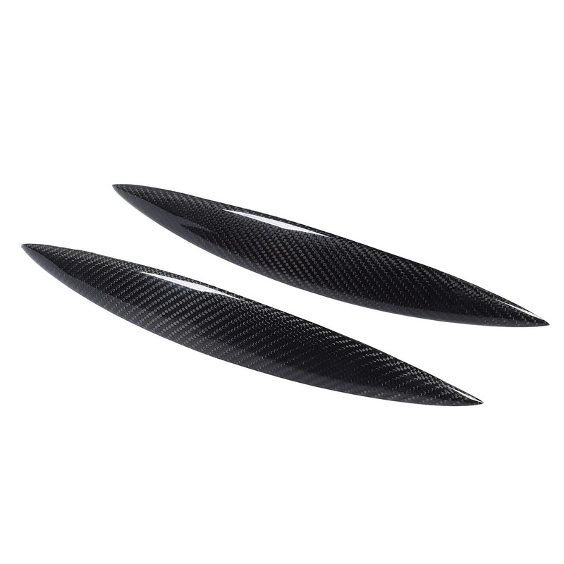 2pcs Carbon Fiber Headlight Eyebrows Left Right Glossy 3K Twill