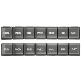 Weekly Pill Organizer with 7-Day Medication and Vitamin Holder Container, Travel Pill Boxes Large Compartments/Black - Pack of 2