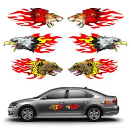 CHENNAN Pack of 6 Flame Stickers Motorcycles, Car Decorations Sticker Accessories, Flame Graphic Stripes Stickers, Stylish and Beautiful Car Stickers, for Cars, Bikes, Motorcycles, Trucks, 20 cm (Red)