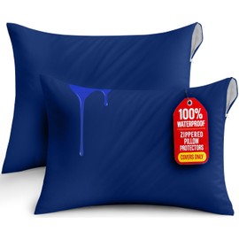 Utopia Bedding Waterproof Pillow Protectors Zippered Standard Size (2 Pack, Royal Blue), Zippered Pillowcases, Bed Bug Proof Pillow Encasement Covers 20 x 26 Inches