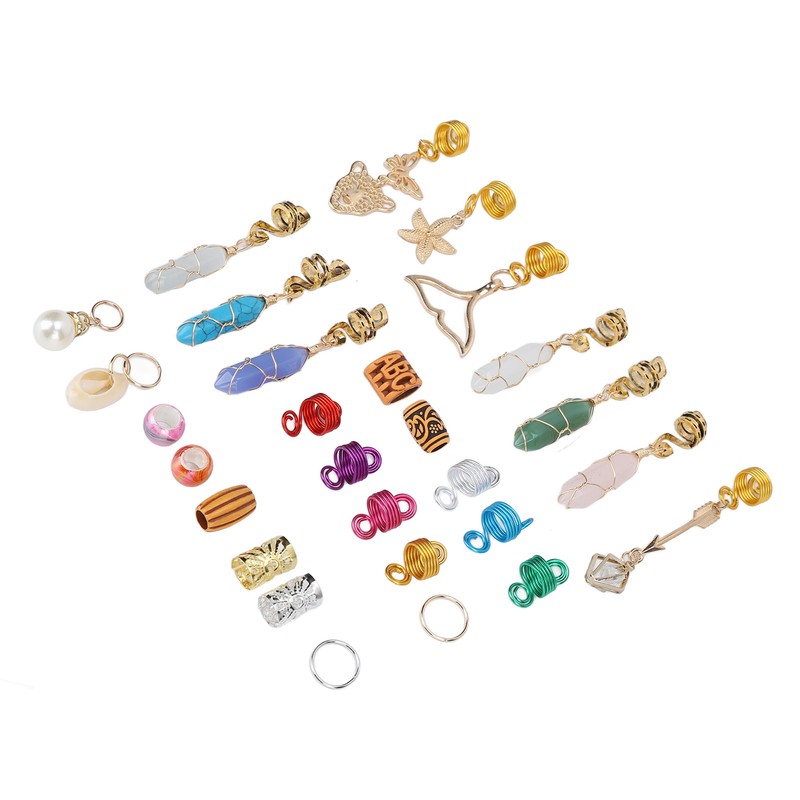 129pcs Dreadlocks Hair Rings Alloy Exquisite Shapes Hair Braiding Cuffs